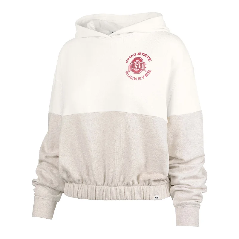 Ladies Ohio State Buckeyes Bonita Boca Terry Cream Sweatshirt Zip Hoodie Drawstring Kangaroo Pocket Ladies Ohio State Buckeyes Bonita Boca Terry Cream Sweatshirt Zip Hoodie Drawstring Kangaroo Pocket
