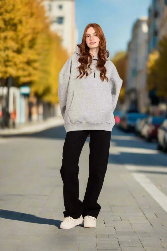Sweat Shirt Unisex Loose Fit Solid Hoodie Hoodie with Pocket Utility Practical