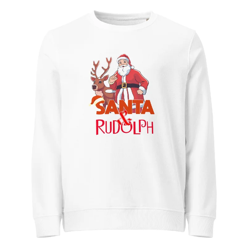 Santa & Rudolph Graphics Organic Sweatshirt Hoodie with Drawstring Waist Adjustable Fitted Santa & Rudolph Graphics Organic Sweatshirt Hoodie with Drawstring Waist Adjustable Fitted
