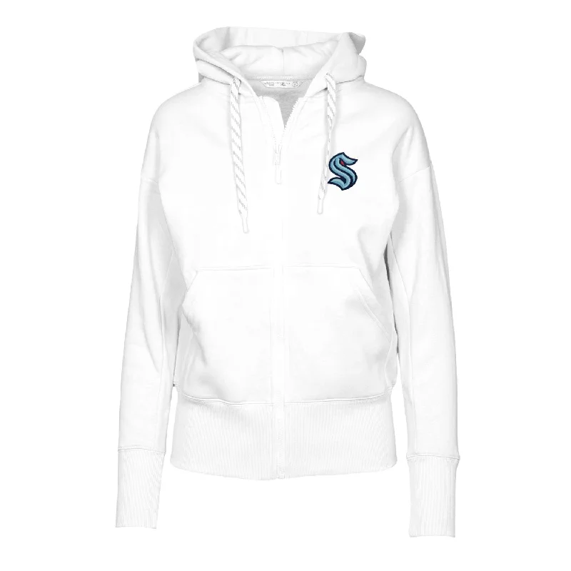 Seattle Kraken Levelwear Womens Primary White Gardenia Hoodie Hoodie with Turtle Neck Cozy Winter Seattle Kraken Levelwear Womens Primary White Gardenia Hoodie Hoodie with Turtle Neck Cozy Winter
