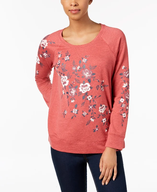 Style & Co Petite Placed Floral Print Sweatshirt Hoodie with Zipper Placket Modern Functional Style & Co Petite Placed Floral Print Sweatshirt Hoodie with Zipper Placket Modern Functional