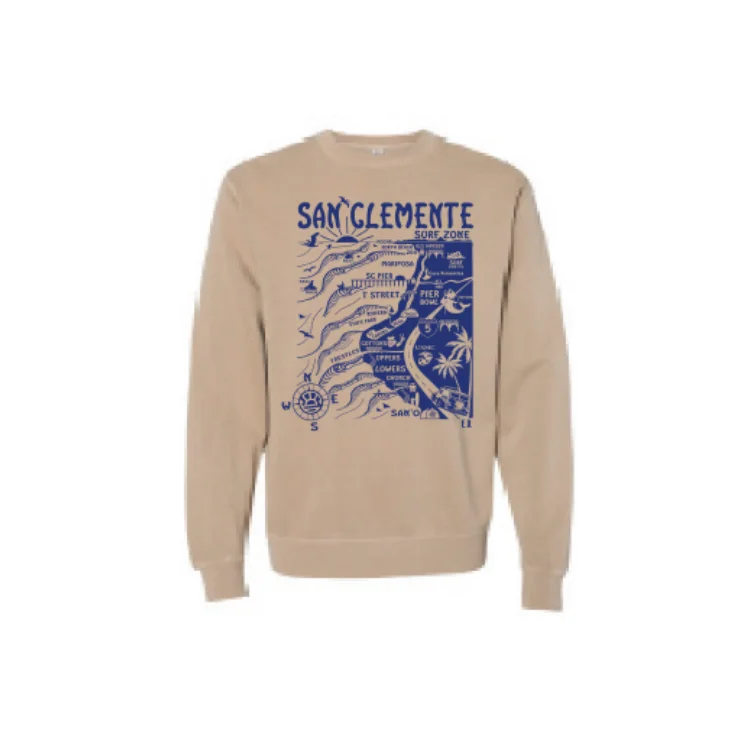 SunDiego SAN CLEMENTE MAP SWEATSHIRT - SANDSTONE/ROYAL Hoodie with Slim Fit Tailored Modern