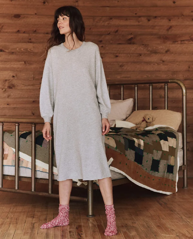 The Sweatshirt Dress. -- Light Heather Grey Hoodie with Hem Raw Edge Edgy Unfinished