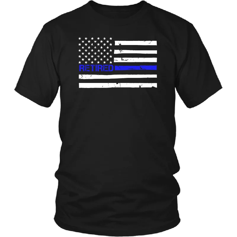 Thin Blue Line Flag Retired Shirts and Hoodies Hoodie with Hem Ribbing Snug Secure