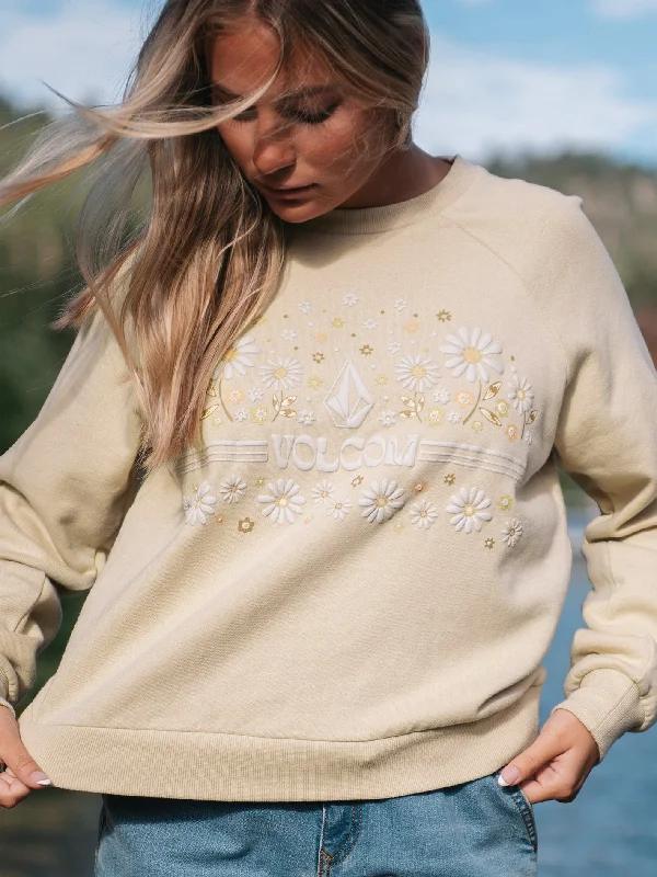 Truly Deal Crew Sweatshirt - Khaki Hoodie with Rhinestones Sparkly Elegant