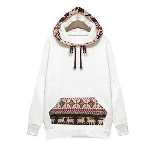 Stylish Long Sleeve Pattern-Knit Hoodie For Women - White L Hoodie with Drop Shoulder Relaxed Streetwear Stylish Long Sleeve Pattern-Knit Hoodie For Women - White L Hoodie with Drop Shoulder Relaxed Streetwear