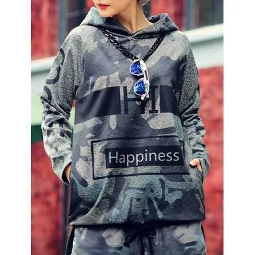 Casual Long Sleeve Printed Loose-Fitting Hoodie For Women - Gray One Size(fit Size Xs To M) Hoodie with Neon Bright Vibrant Casual Long Sleeve Printed Loose-Fitting Hoodie For Women - Gray One Size(fit Size Xs To M) Hoodie with Neon Bright Vibrant