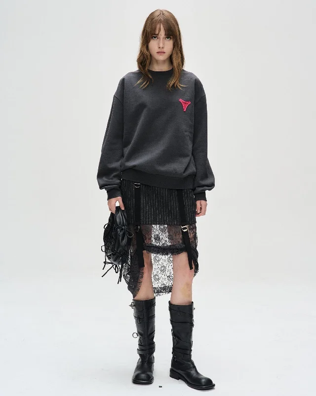 UNISEX STOOL PATCH LOGO SWEATSHIRTS atb1272u(CHARCOAL) Hoodie with Zipper Versatile Modern