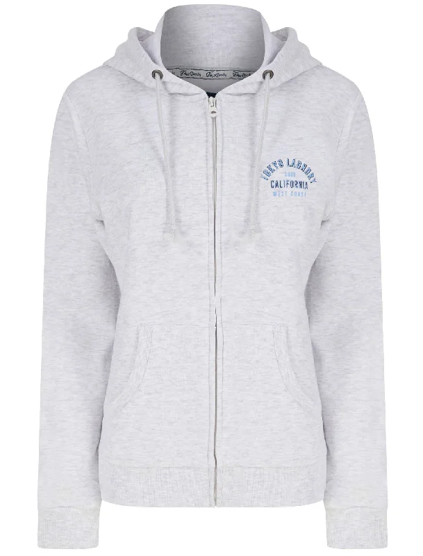 West Cali Brushback Fleece Zip Through Hoodie in Ice Grey Marl - Tokyo Laundry Hoodie with Relaxed Fit Easy Casual West Cali Brushback Fleece Zip Through Hoodie in Ice Grey Marl - Tokyo Laundry Hoodie with Relaxed Fit Easy Casual
