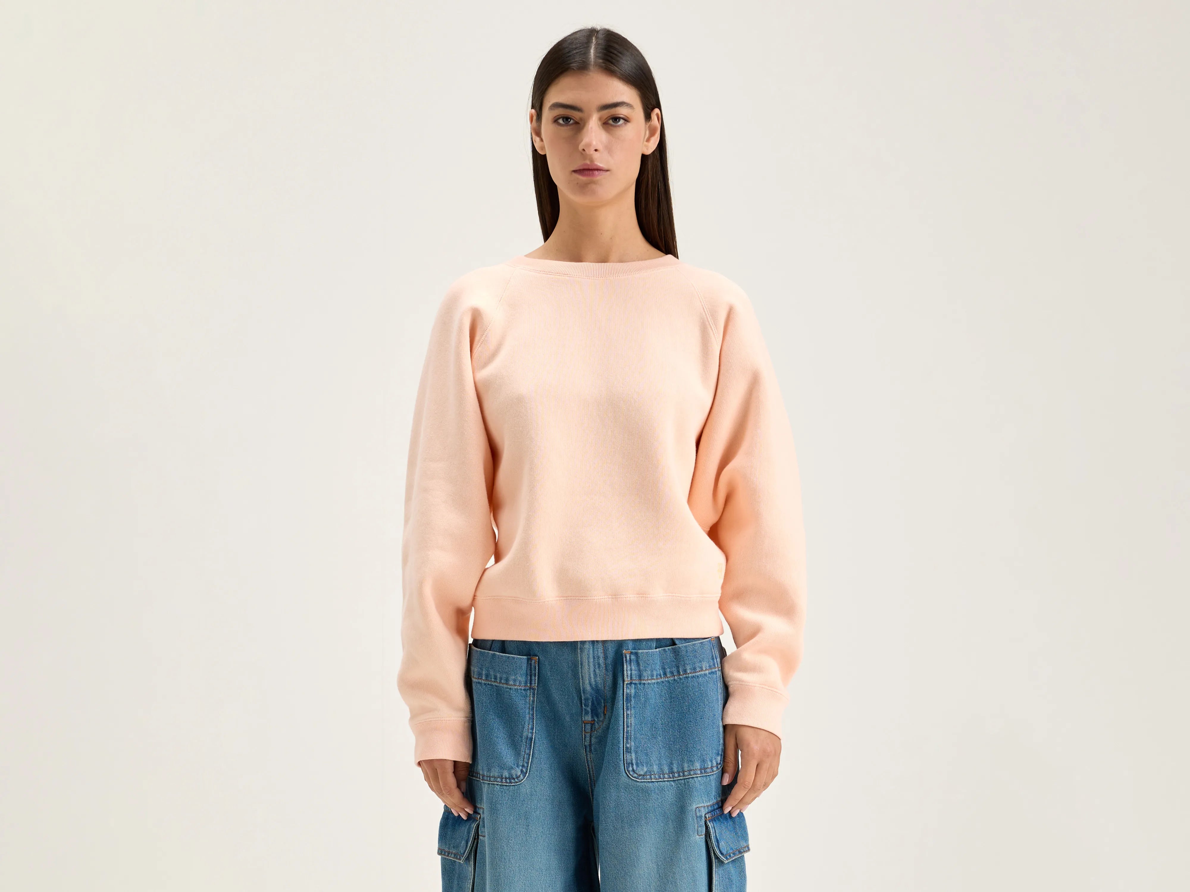 Fella relaxed sweatshirt (242 / W / LIGHT ROSE) Hoodie with Hem Frayed Vintage Worn