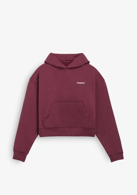 Worldwide Crop Hoodie Wine Hoodie with Oversized Fit Loose Comfortable